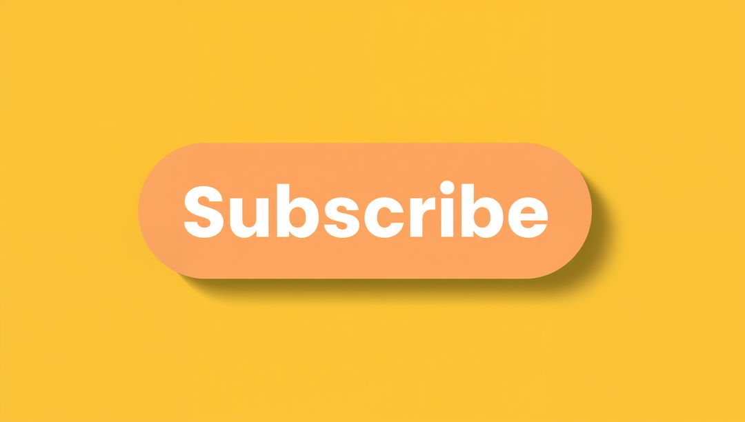 Peach Subscribe Button Featuring Soft Drop Shadow on Yellow Background
