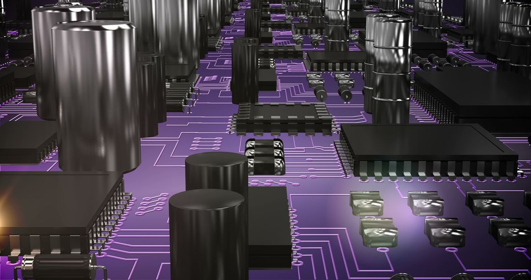 Futuristic Electronic Circuit Board with Neon Accents