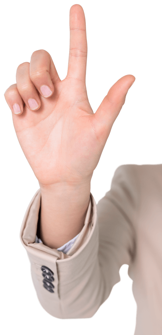 Businesswoman Holding Out Pointing Finger on Transparent Background