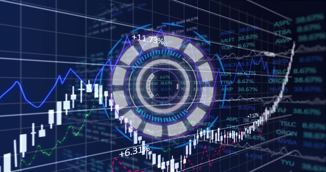 Futuristic Financial Data Dashboard with Circular Interface