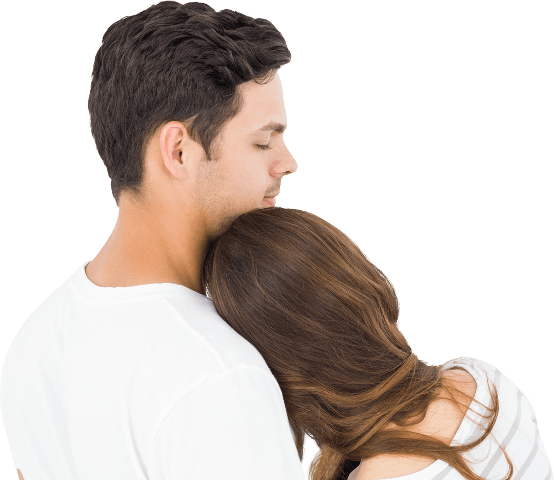 Transparent Image of Loving Couple Embracing Fondly Rear View