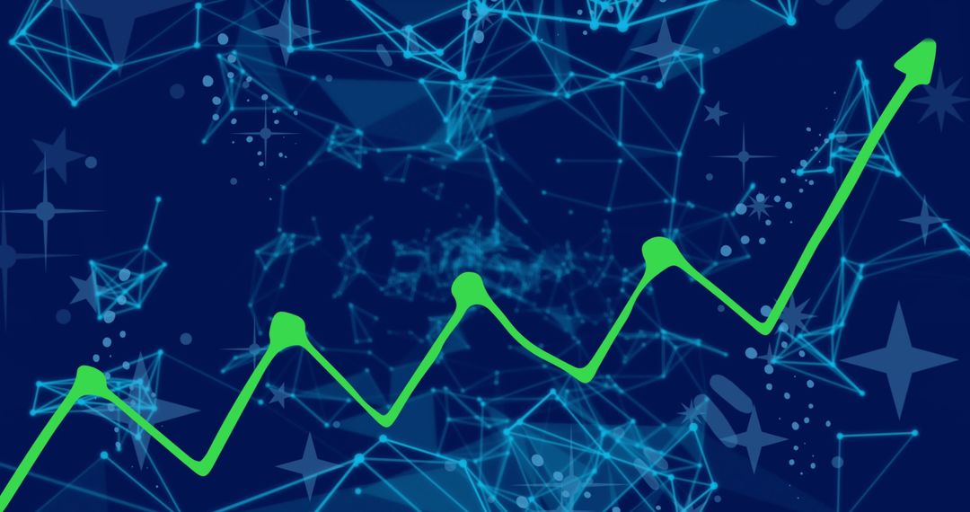 Green Growth Line on Abstract Digital Network Background