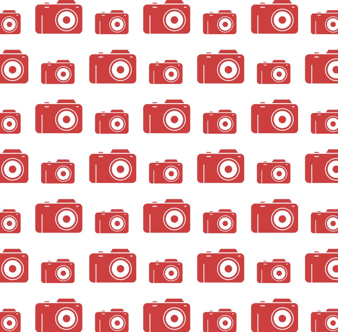 Seamless Red Camera Pattern on Transparent Background