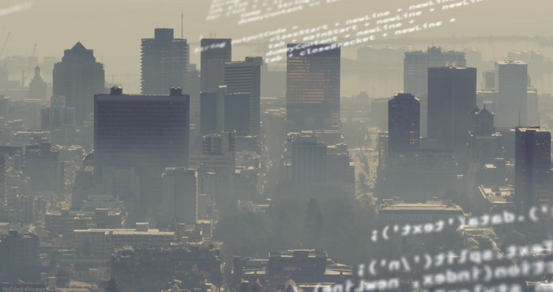 Data Overlay on Urban Skyline Depicting Technological Integration