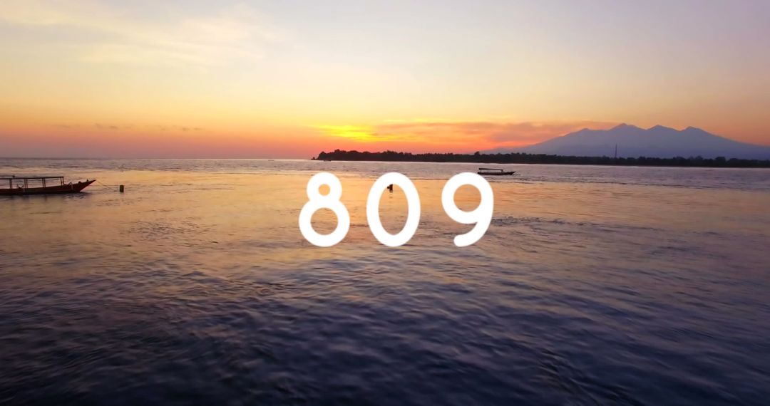 Digital Blend: Bold White Text Over Serene Sunset Waters