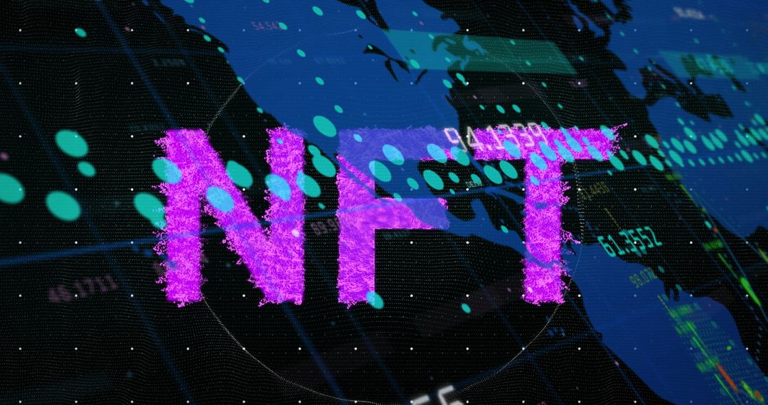 Digital Cryptocurrency Concept with NFT Banner and World Map