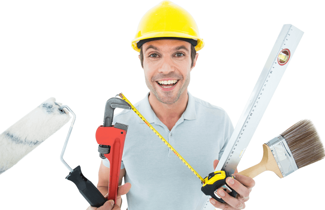 Hands-On Builder Showcasing with Tools and Protective Gear