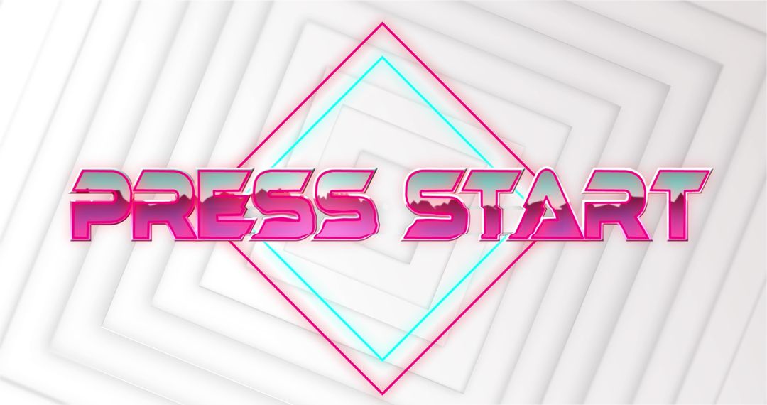 Futuristic Press Start Text with Geometric Design for Gaming