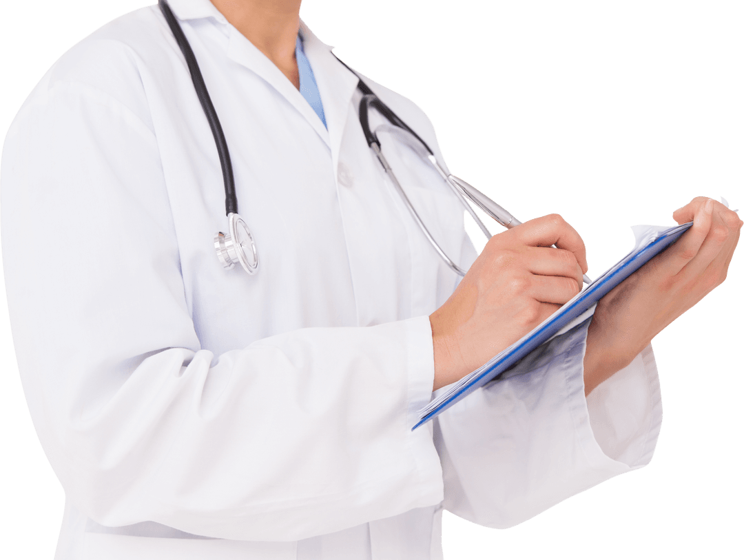 Transparent Background Doctor Writing on Note Pad