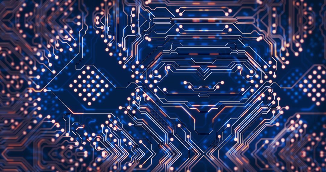 Complex Blue Digital Circuit Board Pattern Close-up