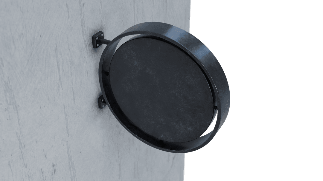 Round Blank Urban Sign Against Concrete with Transparent Background