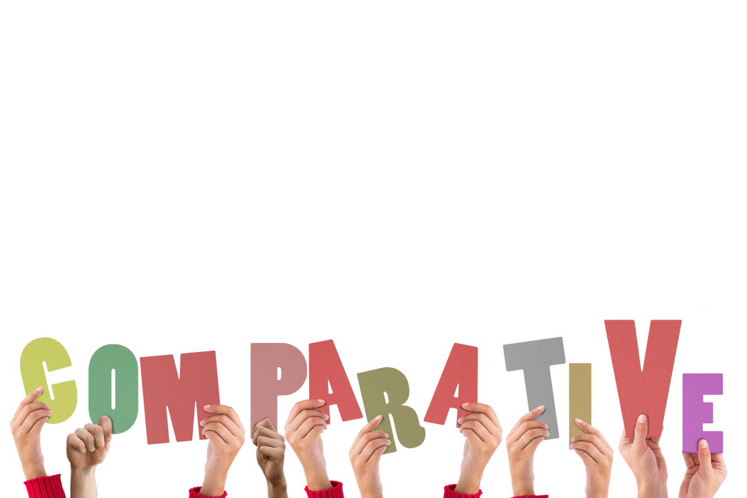 Transparent Hands Holding Comparative Concept Letters