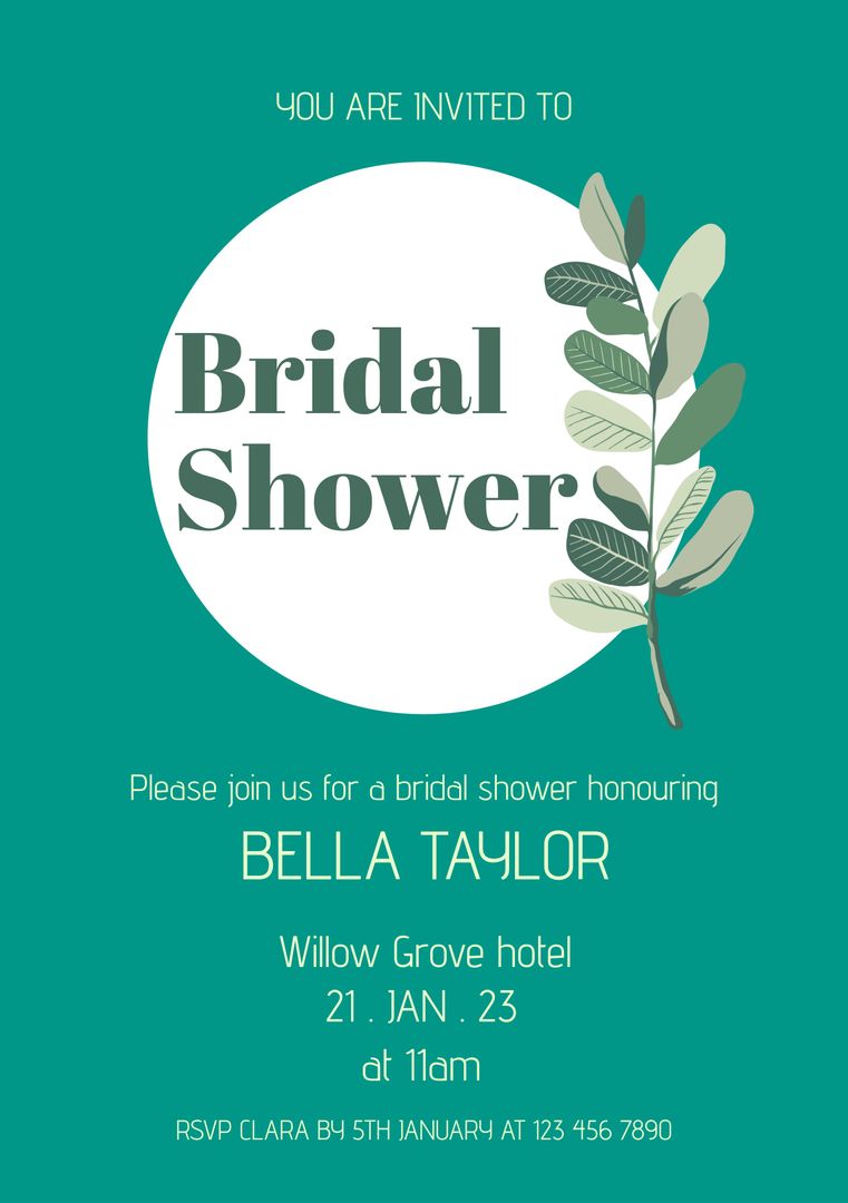 Elegant Bridal Shower Invitation with Botanical Design - Download Free Stock Templates Pikwizard.com