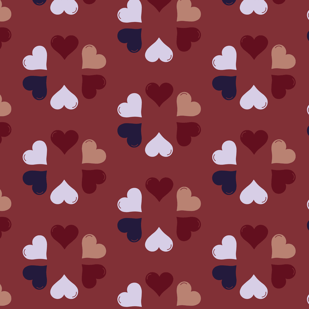 Colorful Hearts Pattern on Transparent Red Background