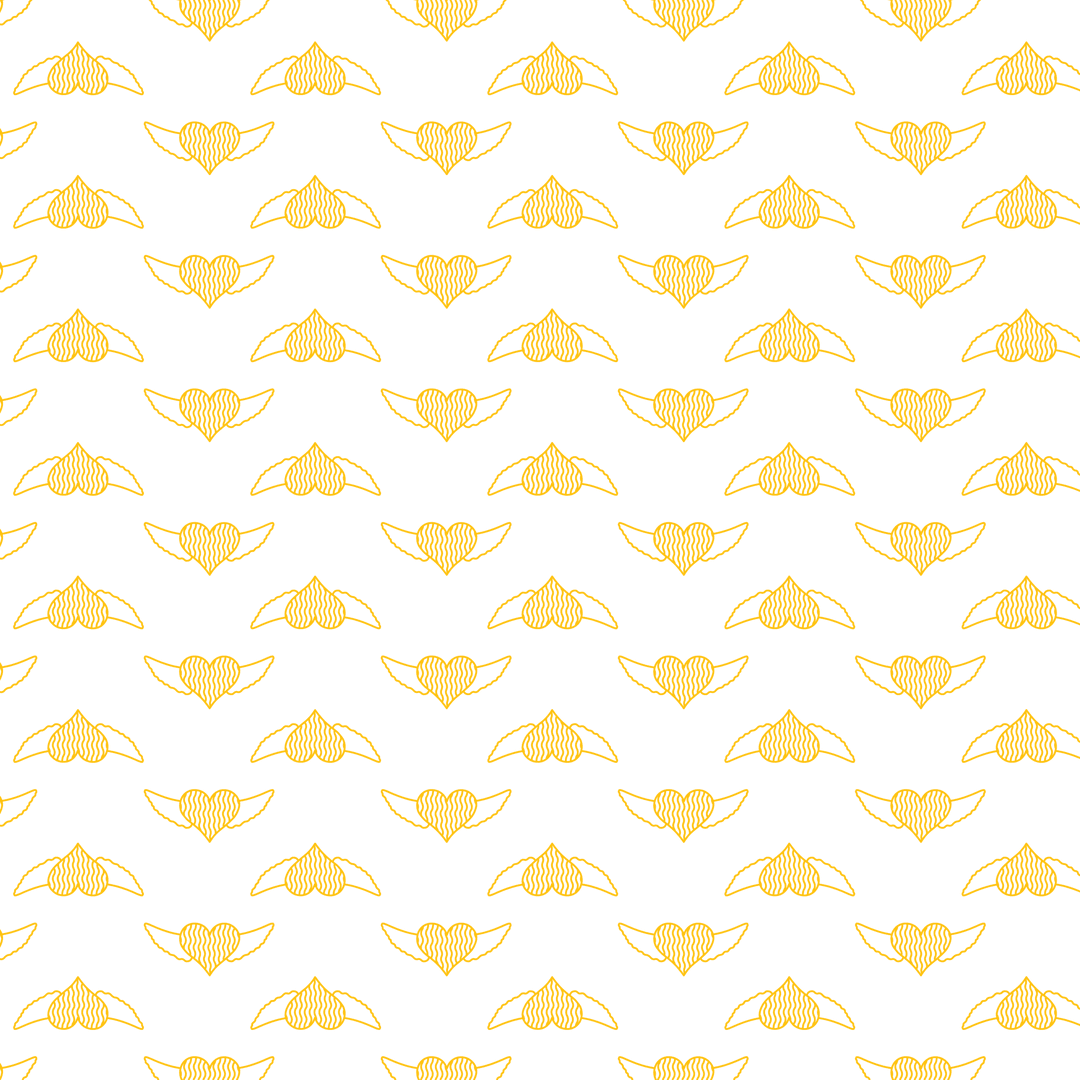 Yellow Hearts Pattern Symmetrical Alignment Transparent Background