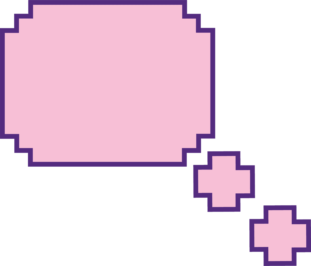 Pixel Art Thought Bubble with Pink 8-bit Design