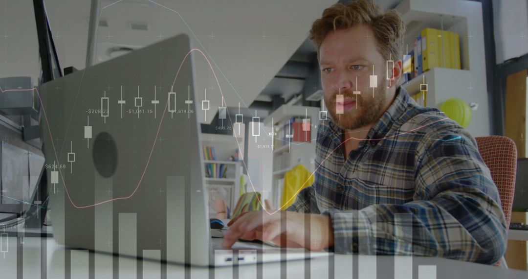 Financial Data Analysis with Businessman Using Laptop