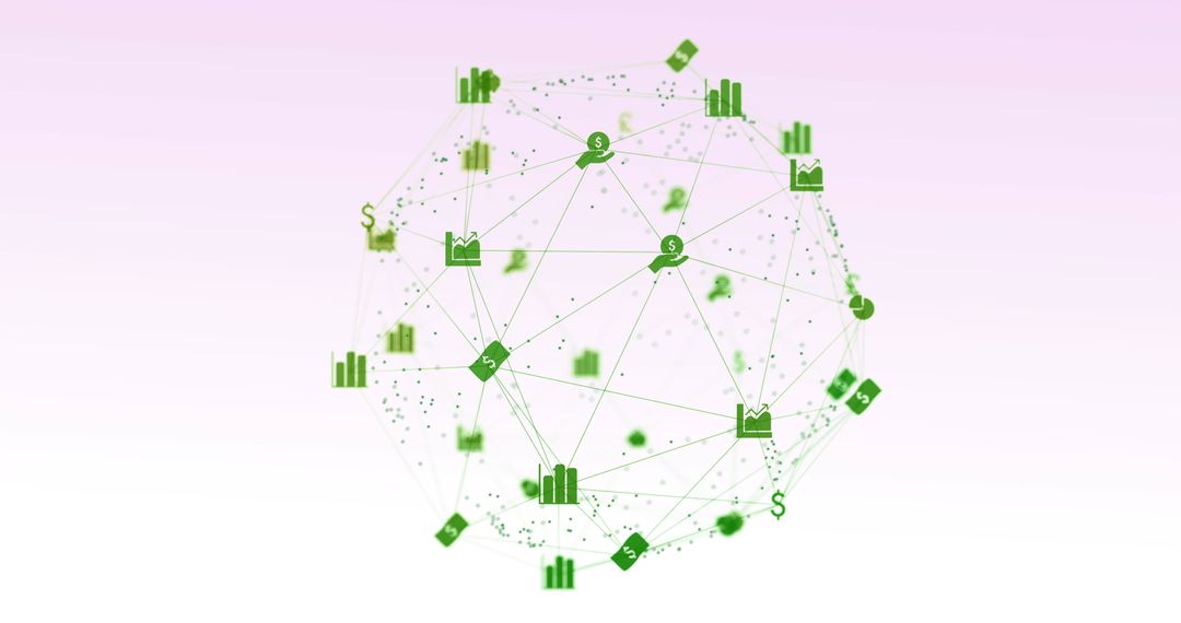 Abstract Network of Digital Connections with Economic Symbols
