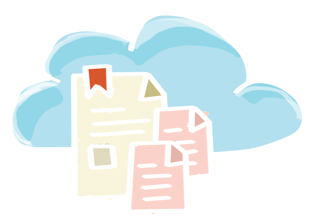 Transparent Cloud with Floating Certificates Clipart Illustration
