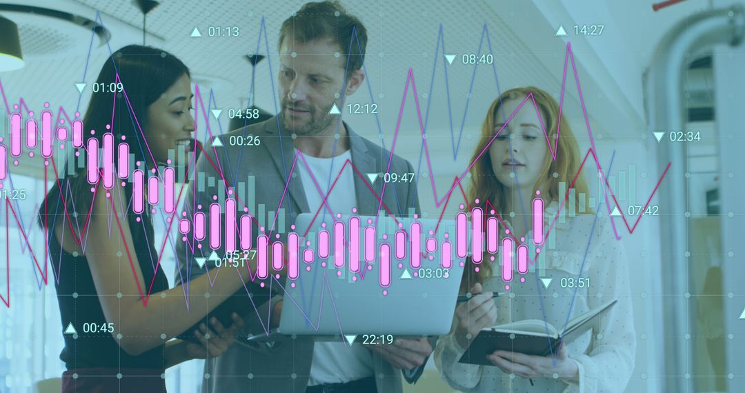 Business Team Analyzing Financial Data with Creative Graph Overlay - Free Images, Stock Photos and Pictures on Pikwizard.com