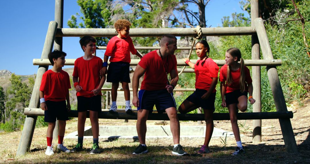 Children Participating in Outdoor Obstacle Course - Free Images, Stock Photos and Pictures on Pikwizard.com