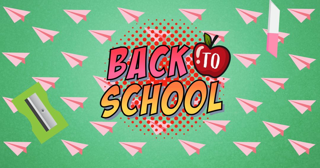 Back to School Graphics with Paper Plane and Apple Theme