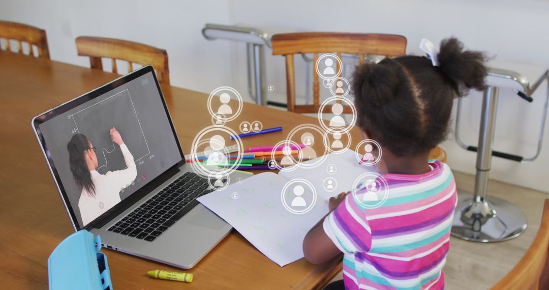 Young Girl Learning Online with Interactive Technology