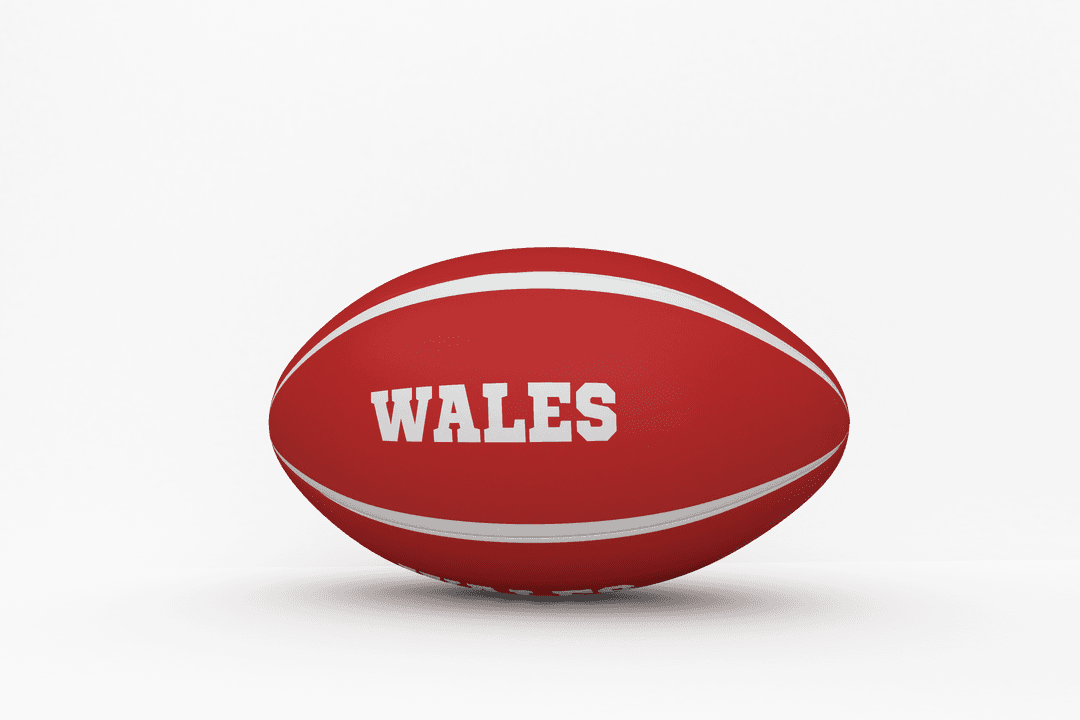 Transparent Rugby Ball with Wales Text Ideal for Sports Graphics