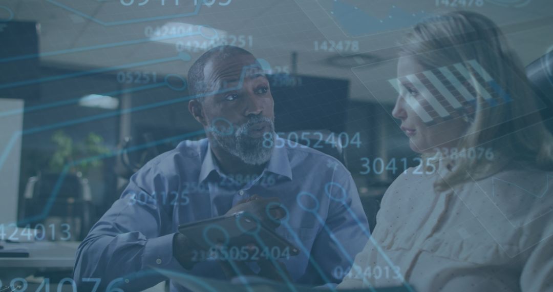 Digital Data Overlay with Business Professionals Collaborating