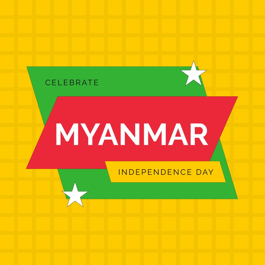 Myanmar Independence Day Celebration Banner with Geometric Design