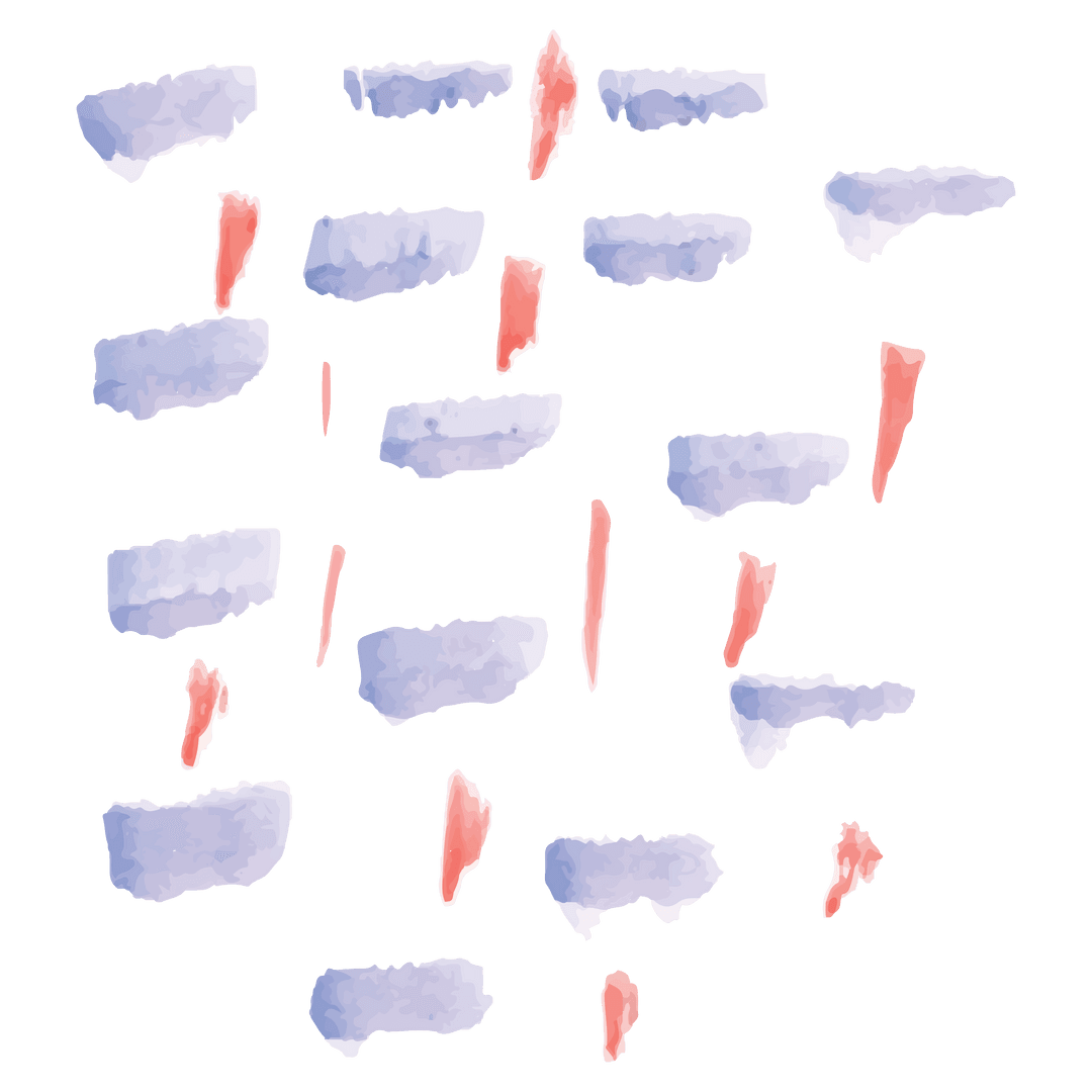 Abstract Blue and Red Shapes Transparent Pattern