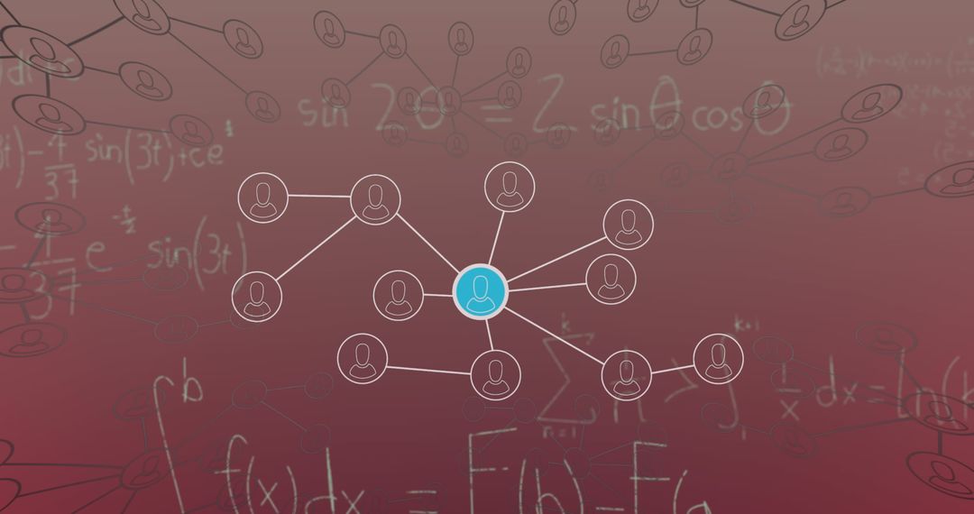 Network Connections and Mathematical Equations on Pink Background