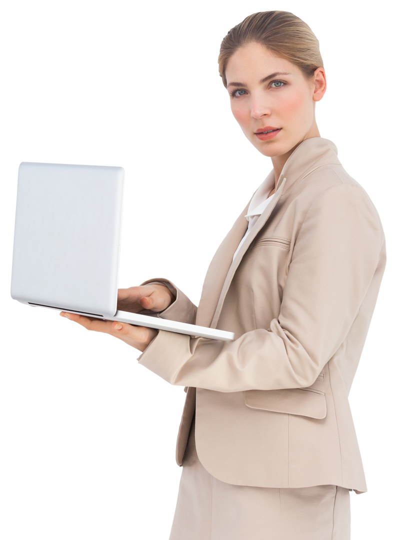 Confident Businesswoman Holding Laptop Transparent Background - Download Free Stock Images Pikwizard.com