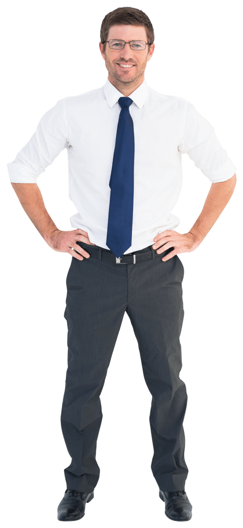 Confident Businessman Smiling in Formal Attire on Transparent Background