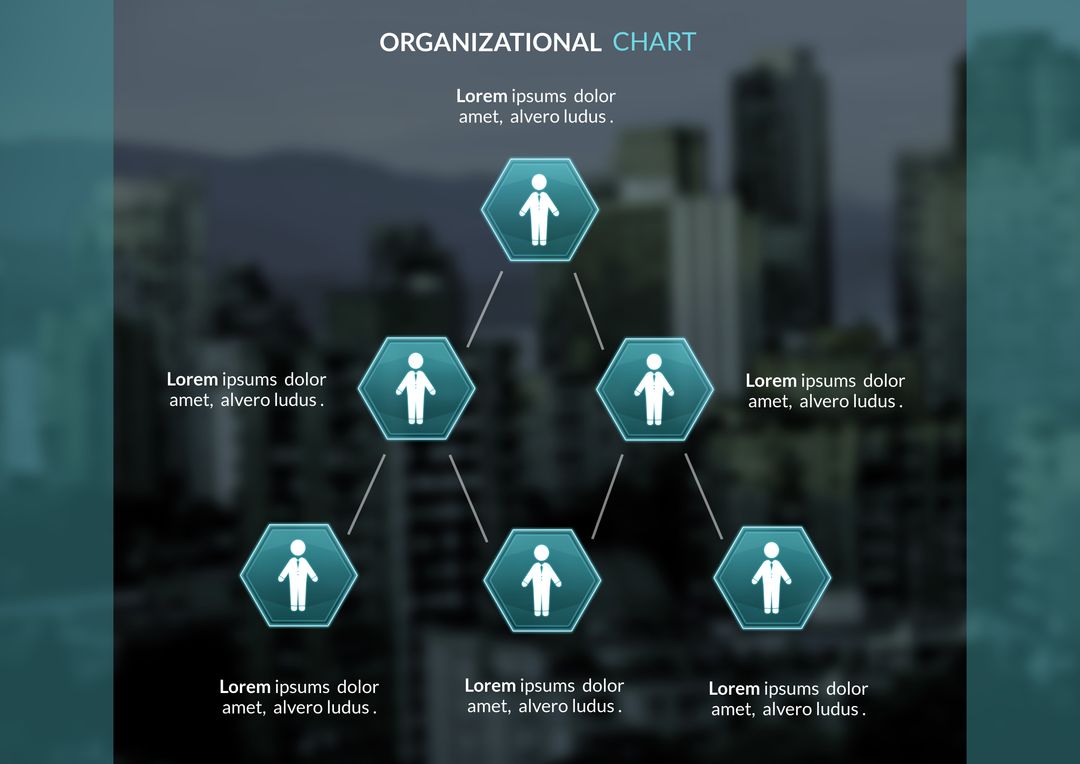 Modern Organizational Chart Template with Cityscape Background - Download Free Stock Templates Pikwizard.com