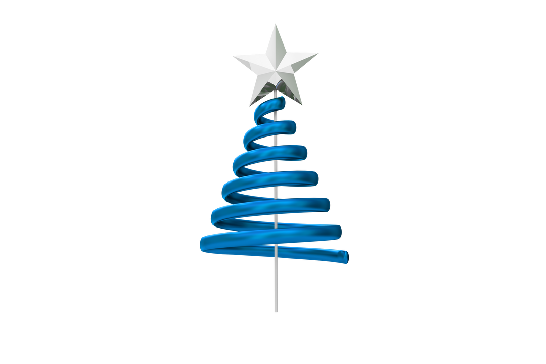 Minimalist Transparent Blue Spiral Christmas Tree with Star Topper - Download Free Stock Images Pikwizard.com