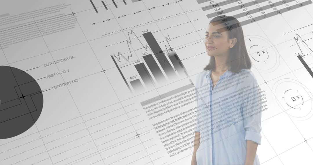 Woman Interacting with Virtual Reality Data Screen