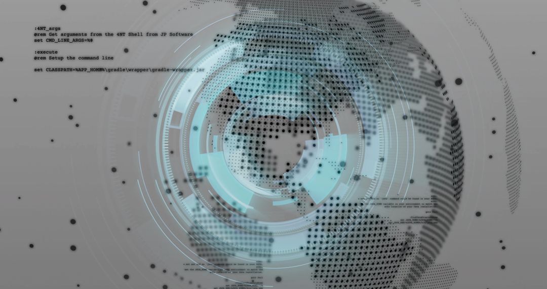 Futuristic Digital Globe with Code Snippets in Virtual Interface