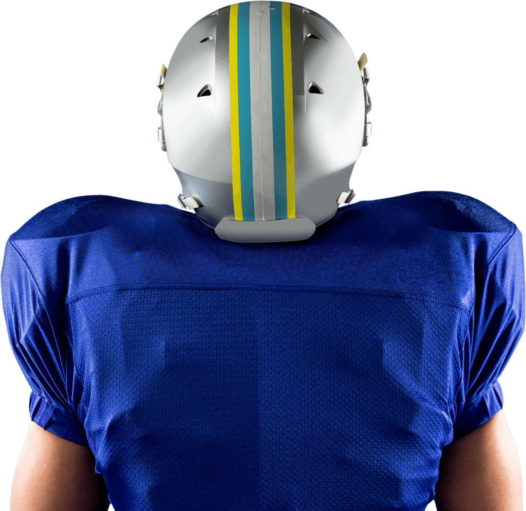 Transparent Background American Football Player Rear View with Helmet