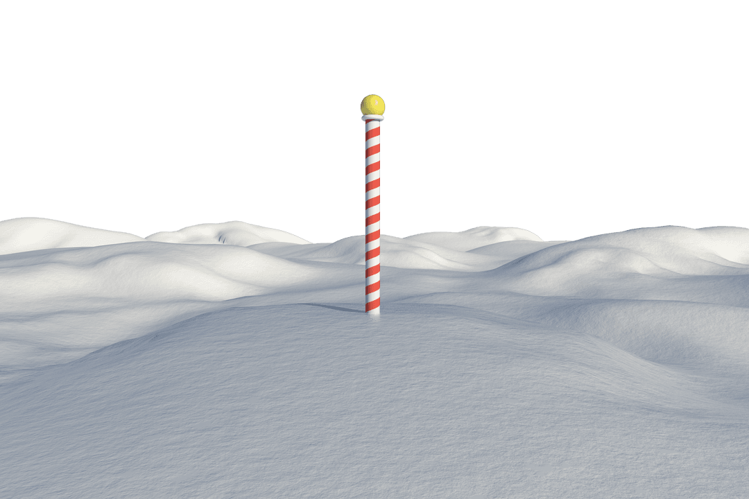 Transparent Winter Landscape with Snowy Hill and North Pole Sign