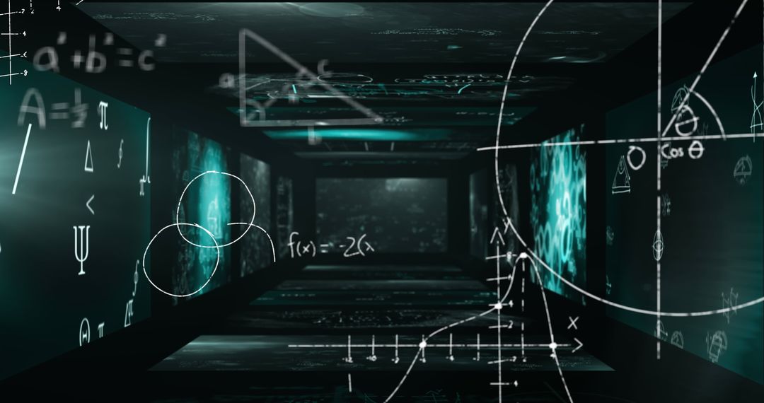 Mathematical Equations on Abstract Digital Interface Background