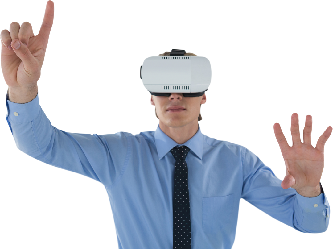 Businessman Using Transparent Virtual Reality Headset - Download Free Stock Images Pikwizard.com