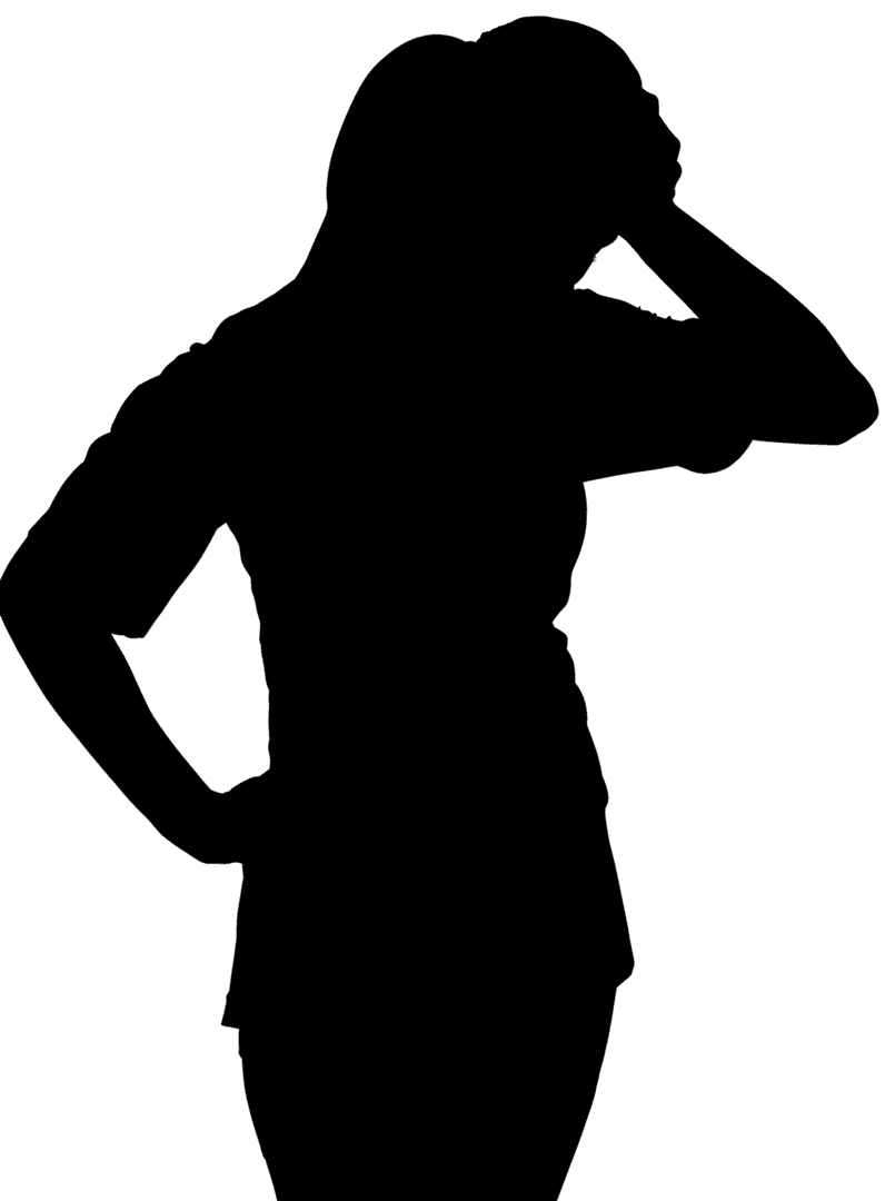 Black Silhouette of Woman on Transparent Background, Vector Illustrative Style