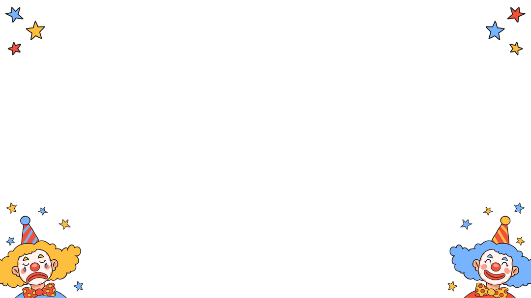 Whimsical Clown and Star Transparent Border for Festive Designs