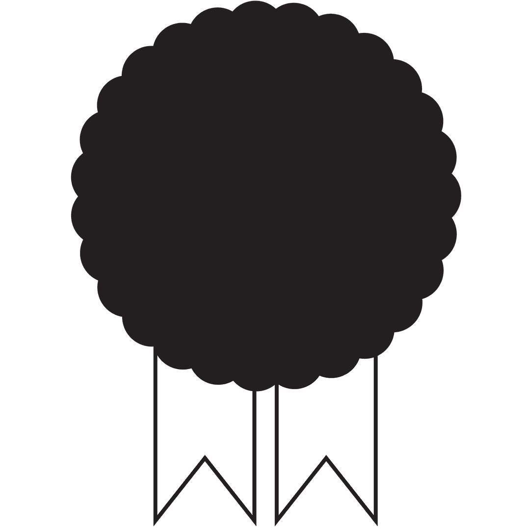 Black Silhouette Award Badge on Transparent Background