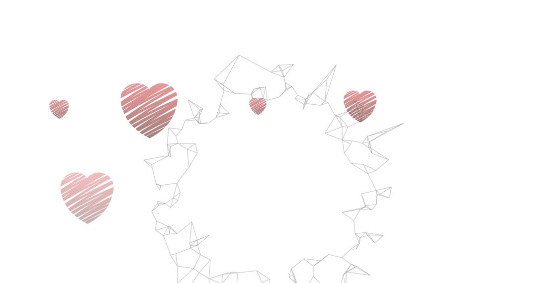 Abstract Geometric Shapes with Red Hearts Design