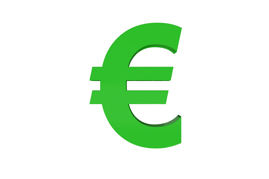 Transparent Green Euro Symbol Illustration for Currency Concepts