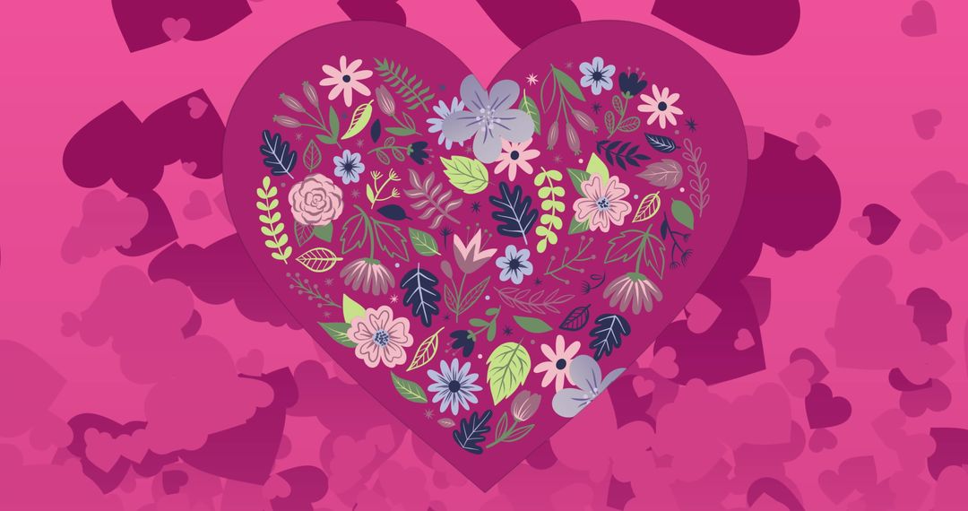Floral Heart Design on Pink Background for Valentine's Day