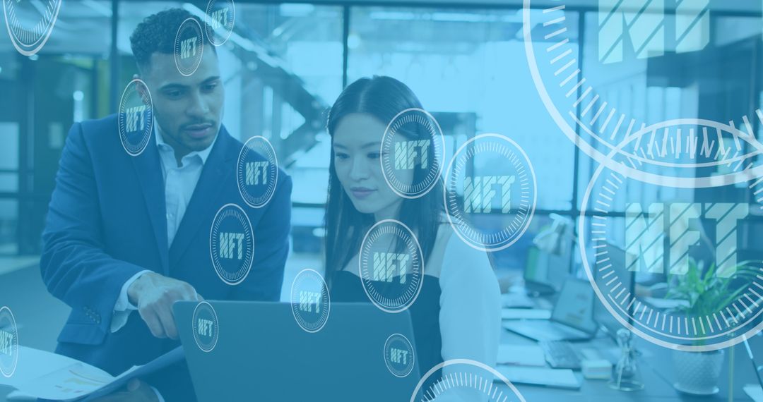 Diverse Business Team Discussing NFT Technology in Office