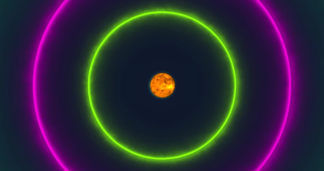 Neon Circles Encircling a Globe on Dark Palette